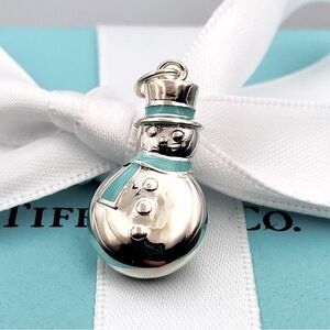 Tiffany & Co Silver Blue Enamel Snowman 925 silver  excellent box pouch